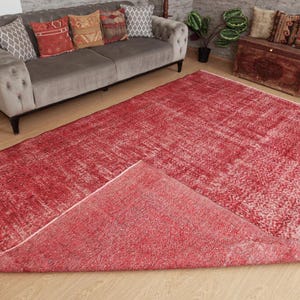7x11 red bedroom rug, distressed area rug, 7&#39;1&quot; x 10&#39;6&quot; dining room rug,  2505259456
