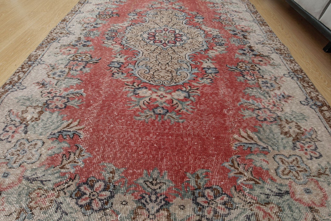 Floral Faded Turkish Area Rug,5'3