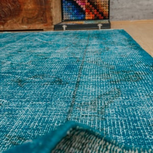 6x9 Turkish Rug Faded Blue ,Area Rug Blue, 5&#39;11&quot; x 9&#39;4&quot; Turkish Rug Blue  Vintage oushak Rug area Rug Living Room Blue Rug 200715213