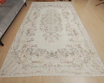 Vintage Turkish Area Rug , Handmade Wool Bedroom  Rug 6'6" x 10'9" , 2301105986