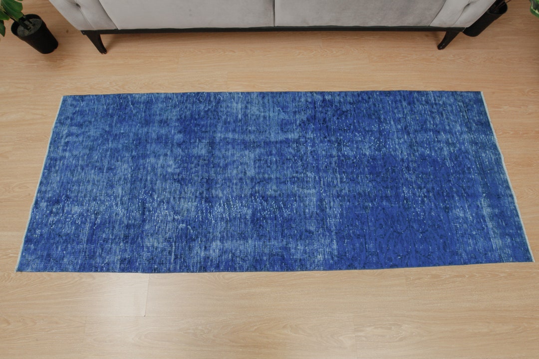 3x8 Blue Corridor Rug, Handmade Runner , Farmhouse Runner ,3'3