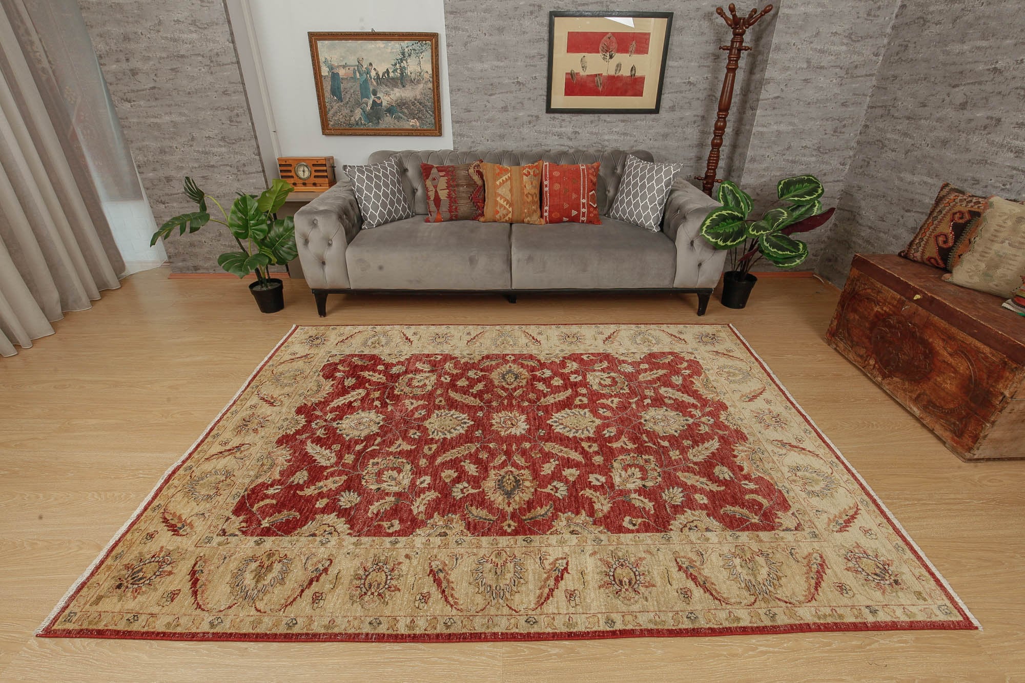 Tapis Beige rouge 6X8
