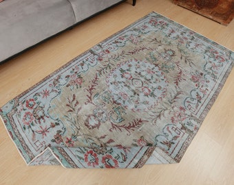 vintage Handmade Bedroom Rug ,  4'7" x 7'9"  Bed Plan carpet  2307066983