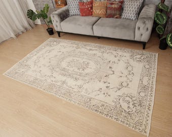 vintage living room carpet, 5'1" x 8'10" wool dining room rug, 2408027532