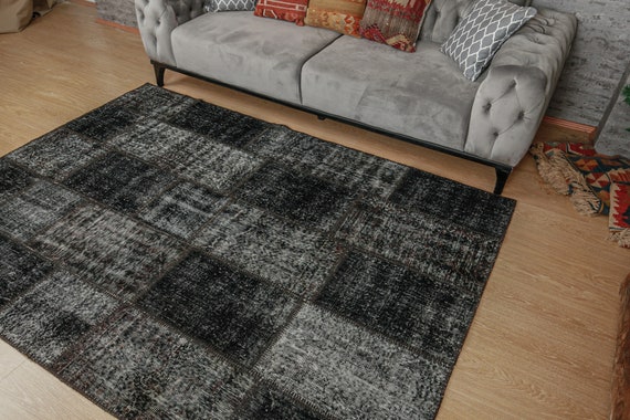 6x8 Vintage Turkish Patchwork Living Room Rug , 5'7