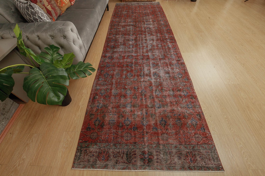4x12 Red Vintage Runner Corridor Rug Boho Runner Rug Etsy