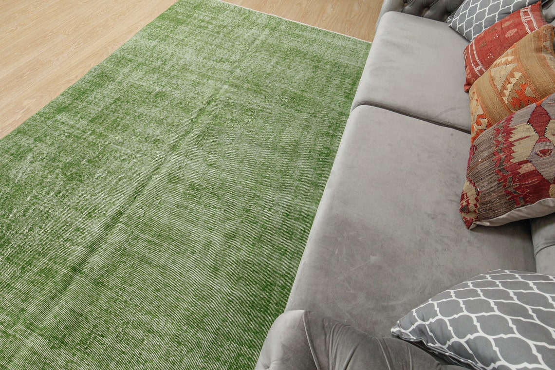 5' x 8'2 Simple Pattern Green Rug Pastel area Etsy