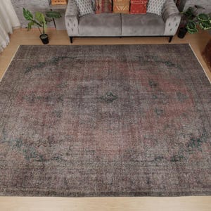10x13 retro hand knotted rug, living room rug, 9&#39;9&quot; x 12&#39;6&quot;  oversize vintage rug, 2409128708