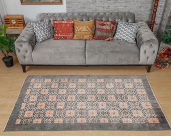 Alfombra vintage floral de pelo suave de 4x7, alfombra de baño estilo boho art déco, alfombra para sala de estar, alfombra de pelo brillante de 3'7" x 6'9" 2103041831