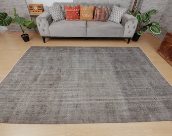 faded pattern Turkish gray brown vintage area rug, 5'8" x 8'11" bedroom carpet  2307066982
