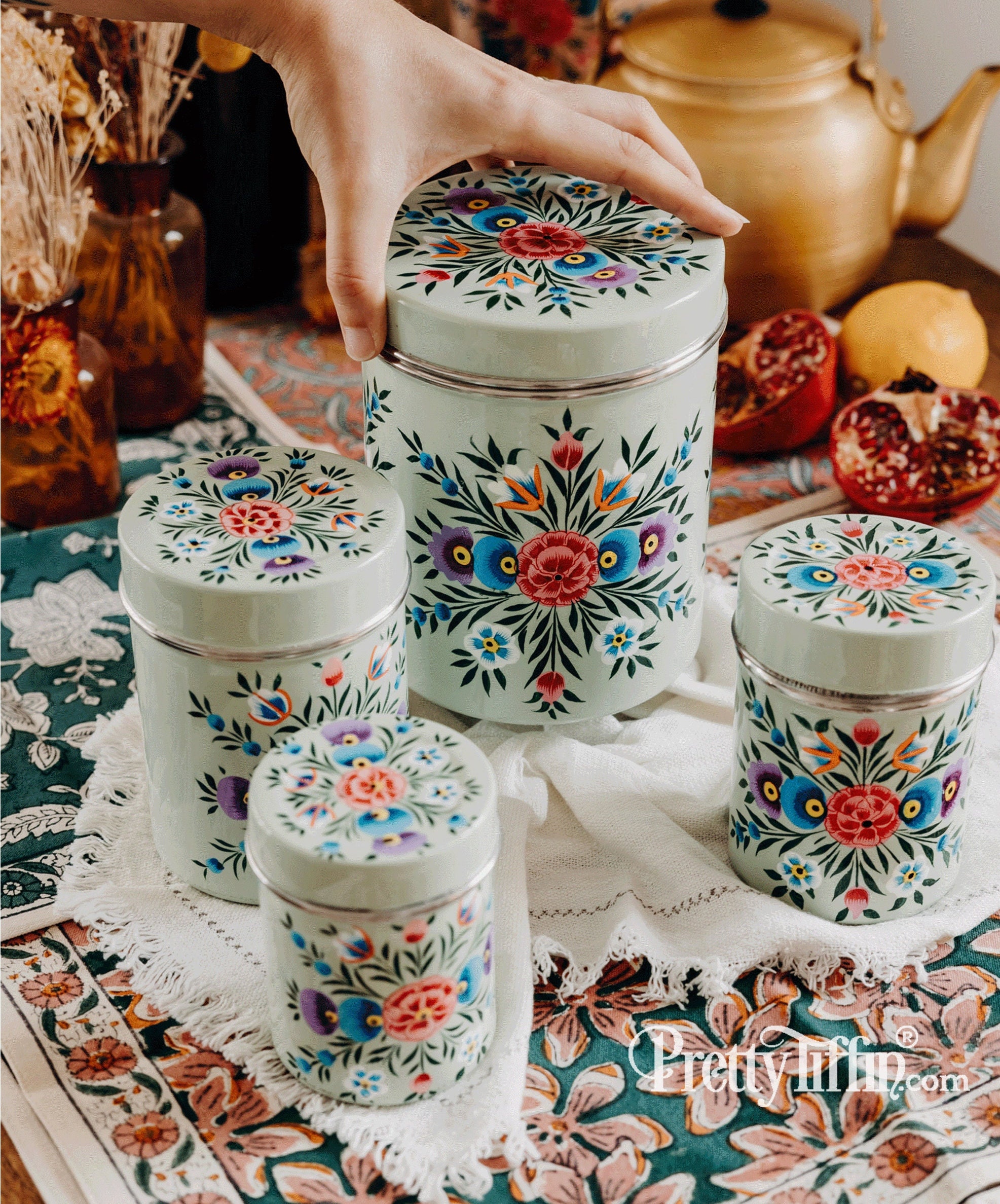 Ceramic Storage Jars, Indian Kitchen Storage Containers, Coffee Tea  Containers, Unique Small Cannister, Tea Storage Jars, Indian Design Jars 