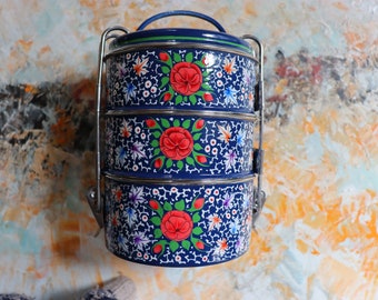 Asian Tiffin Eco Lunchbox Hand Painted Three Compartments