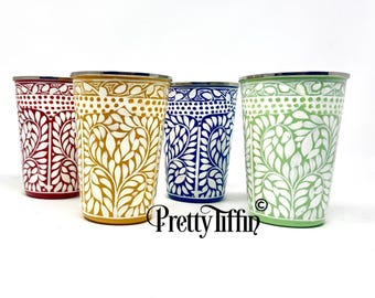 Hand Painted Stainless Steel Cup, Water Cup, Metal Tumbler, Picnic Tumblers, Stainless Steel Tumbler, Set of Tumblers, Alfresco Dining