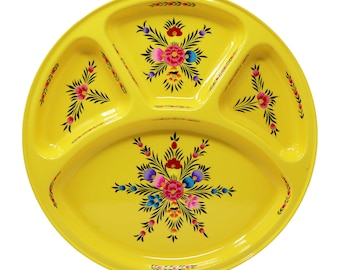 Trennteller, Picknickteller, Outdoor-Teller, Picknickteller-Set, Stahlteller, wiederverwendbarer Teller, Essteller, Thali-Teller, Trennteller, Esstablett