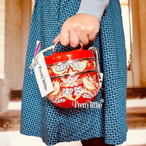 Indian Tiffin Lunchbox, William Morris Strawberry Thief, Tiffin box, Lunch Pail, Dabba, Hand Painted Tiffin Tin, Traditional Tiffin,