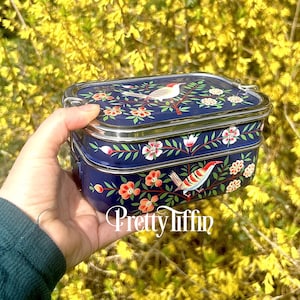 Blue lunchbox 
Enamel bento box. 
Compartment lunchbox