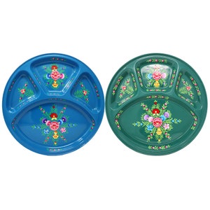 Picnic Plate Set Of Two, Divider Plate, Outdoor Plate, Steel Plate, Reusable Plate, Mess Plate Set, Picnicware, Thali Plate, Mess Tray