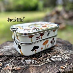 hand painted mushroom art 
bento box  
lunchbox  
lunchbox for him 
compartment lunchbox