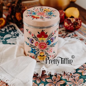 Large Kitchen Canister Storage Tin, Handpainted, Tea Caddy, Kitchen Caddy, Kitchen Storage, Canister Set, Tea Coffee Sugar, Kitchen Tins