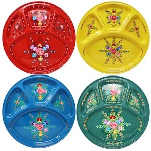 Picnic Plate Set, Divider Plate, Picnic Plates, Outdoor Plates, Steel Plate, Reusable Plate, Mess Plate Set, Camping Cutlery, Picnicware