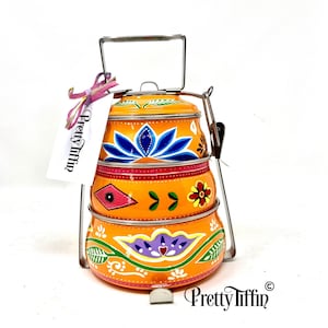Truck Art Hand Painted Traditional Tiffin Lunchbox, Lunch box, Stainless Steel Tiffin Tin, Indian Tiffin, lunch Pail, Lunch Dabba,