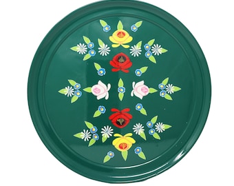 Roses and Castles Hand Painted Serving Tray, Drinks Tray, Cocktail Tray, Tea Tray, Food Tray, Decorative Tray, Round Tray, Canal Boat Craft