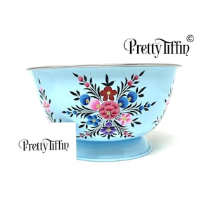 Hand Painted Serving Bowl, Fruit Bowl, Salad Bowl, Metal Bowl, Mixing Bowl, Picnic bowl, Cake Bowl, Kitchen Bowl, FIVE colours available.