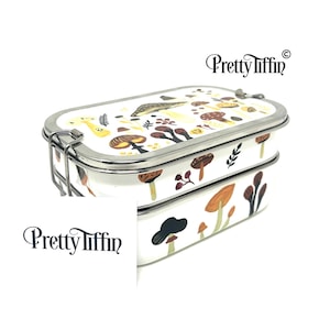 Stainless Steel Bento Box 
Enamel Lunchbox 
Hand painted bento box 
mushroom art 
Gift for Him 
Eco lunchbox
