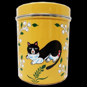 Tea Caddy 
Canister Tea 
Hand painted Kitchen Canister  
Cat Lover Gift