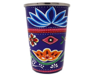 Hand Painted Pakistani Truck Art Stainless Steel Tumbler Camping Cup
