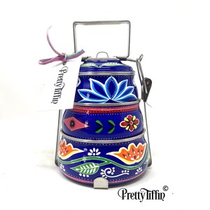 Pakistani Truck Art 
Indian Tiffin 
Tiffin Box 
Hand Painted Tiffin Tin 
Dabba box