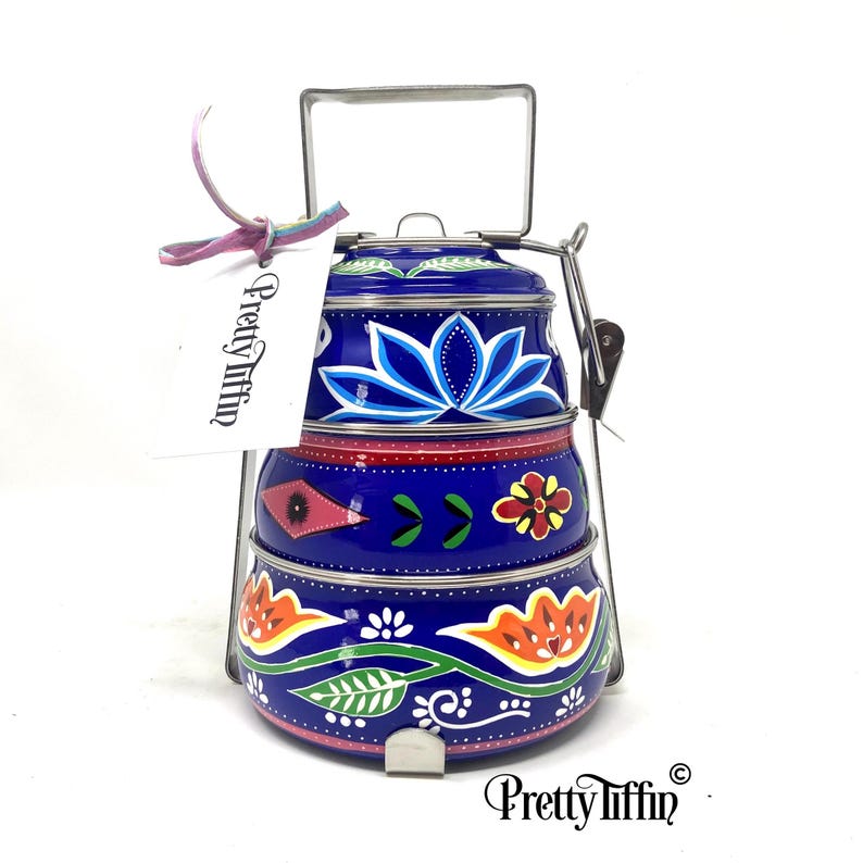 Pakistani Truck Art 
Indian Tiffin 
Tiffin Box 
Hand Painted Tiffin Tin 
Dabba box