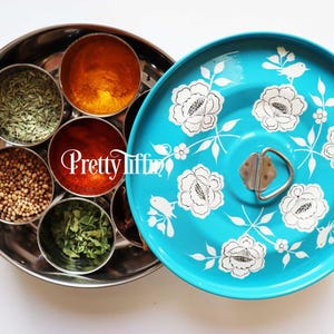 Beautiful hand painted spice box, 
masala box 
Diwali Gift