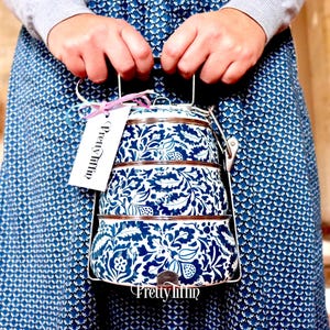 Indian Tiffin 
Hand painted Tiffin Box 
Beautiful Lunchbox 
lunch Pail 
Metal Lunch box  
William morris  
Morris and Co