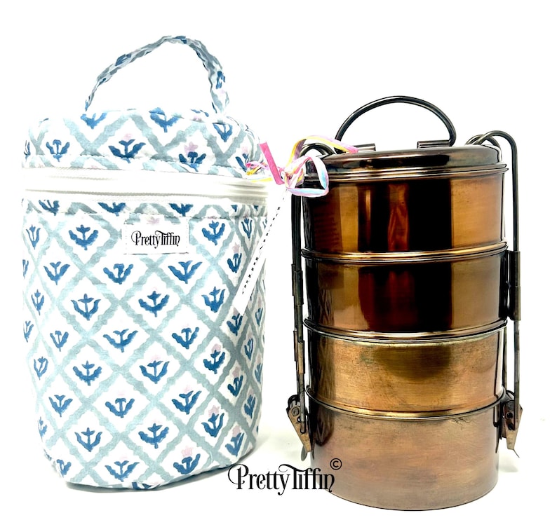 tiffin lunchbox and thermal bag 
block print bag  
thermal lunchbox