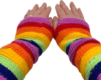 Dreams Come True. SMALL Rainbow fingerless gloves gift gay lesbian transgender binary queer LGBTQ+ pride gloves