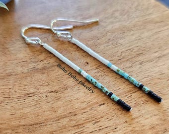 Seed Bead Earring, minimalist earring, minimalist beaded earring, beaded earring, western earring, turquoise beaded earring, boho earring