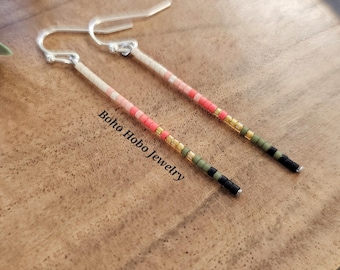 Seed Bead Earrings, minimalist earrings, dangle and drop earrings, colorful earrings, everyday earrings, ombre earrings, gifts for teachers