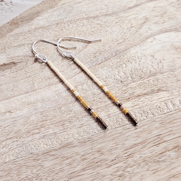 Seed Bead Earrings, amber beaded earrings, brown beaded earrings, beaded earrings, bohemian earrings, gold beaded earring, fall earrings