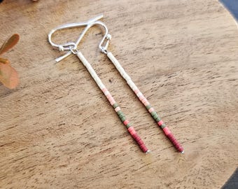 Seed Bead Earrings, minimalist earrings, beaded earrings, pink beaded earrings, everyday earrings, gifts for teachers, gifts for her, gifts