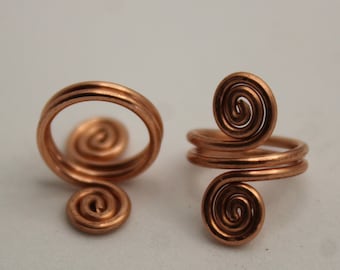Simple Adjustable Swirl Copper Loc Jewelry, Small Dreadlock Coils, Dread Cuffs, Handmade Hair Accessories, Minimalist Dreadloc Beads