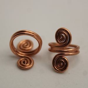 Simple Adjustable Swirl Copper Loc Jewelry, Small Dreadlock Coils, Dread Cuffs, Handmade Hair Accessories, Minimalist Dreadloc Beads