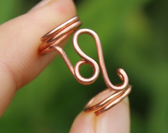 Leo Zodiac Sign Copper Braid & Loc Cuff, Astrology Symbol Dreadlock Bead, Astrological Hair Jewelry And Accessories