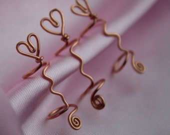 Heart Shaped Copper Loc Jewelry, Heart Dreadlock Coil, Accessories For Dreads, Copper Loc Cuff Sets Or Singles