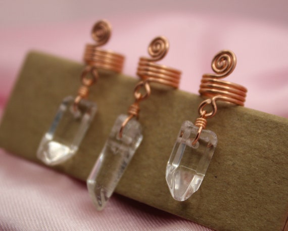 Quartz Crystal Loc Jewelry. Dreadlock Hair Accessories, Beads for