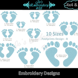 Babys / Kinder / Kinder Fußabdrücke / Füße Maschine Stickerei - Instant DIGITAL Download - DESIGN B - 10 Größen