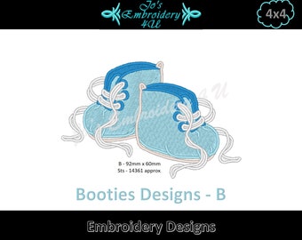 Baby's Booties / Shoes For Girl or Boy, Machine Embroidery Design - Instant DIGITAL Download - DESIGN B