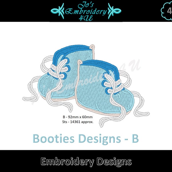 Baby's Booties / Shoes For Girl or Boy, Machine Embroidery Design - Instant DIGITAL Download - DESIGN B