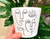 Two Faced Planter Painted Flower Pot Terracotta Pot Plant Lady Indoor Planter
