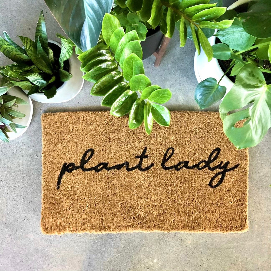 Plant Lady Doormat Coir Doormat Cute Doormats Plant Lady Etsy